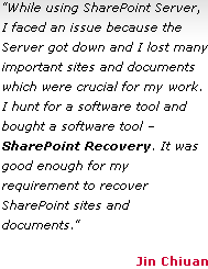 Client Reviews about MOSS backup restore software